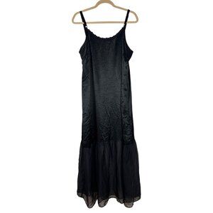 Solange 14/16 Black Sleeveless Satin Lace Chiffon Night Gown Witchy Whimsigoth